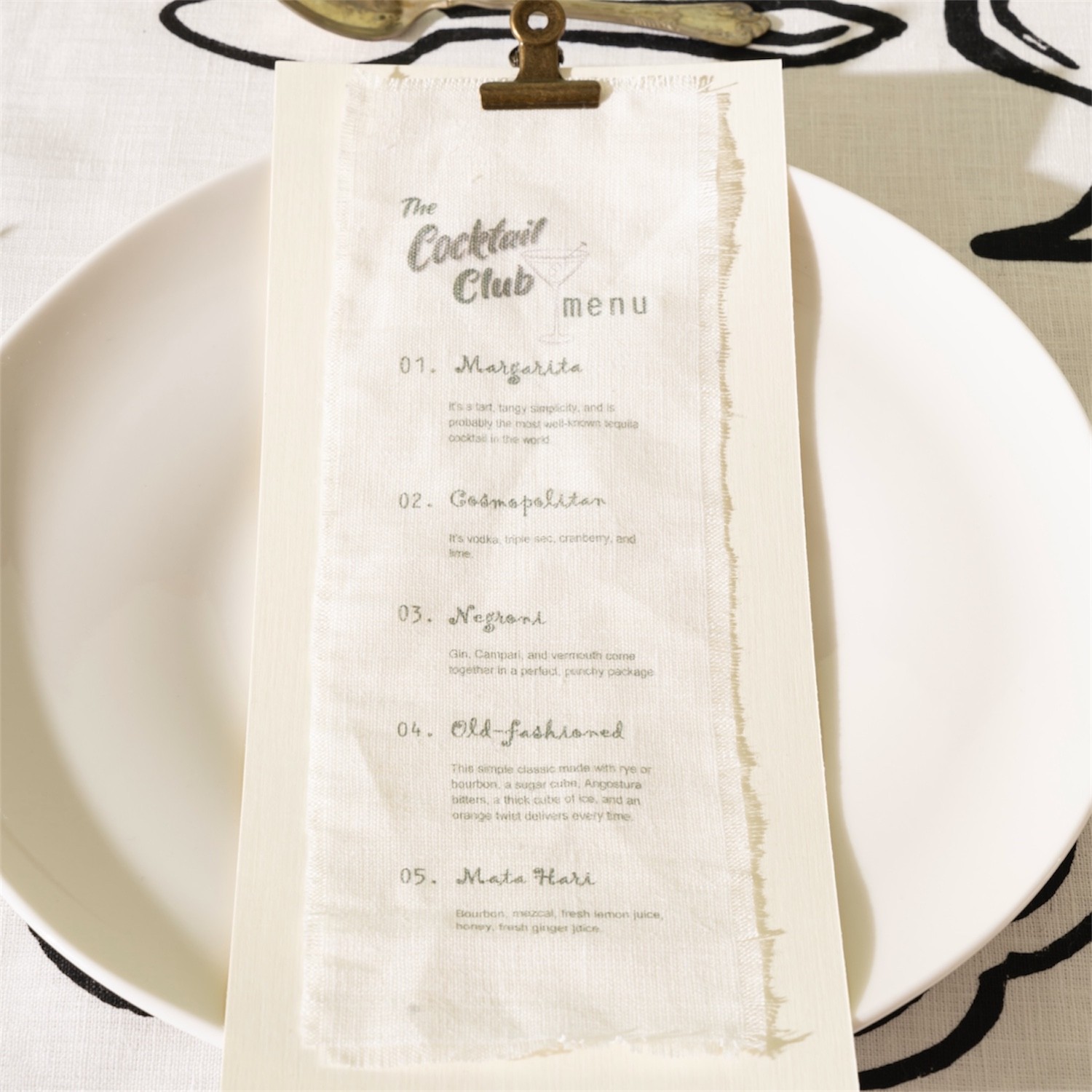 The Cocktail Club 6'Lı Davet/Menü Kartı